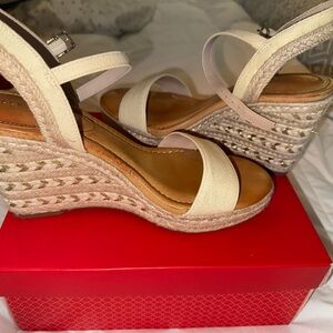 Kelly & Katie Cream Wedge Sandals